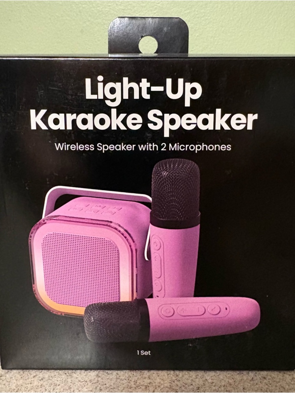 Light-Up Karaoke Speaker Wireless Set with 2 Microphones - Pink New in Box